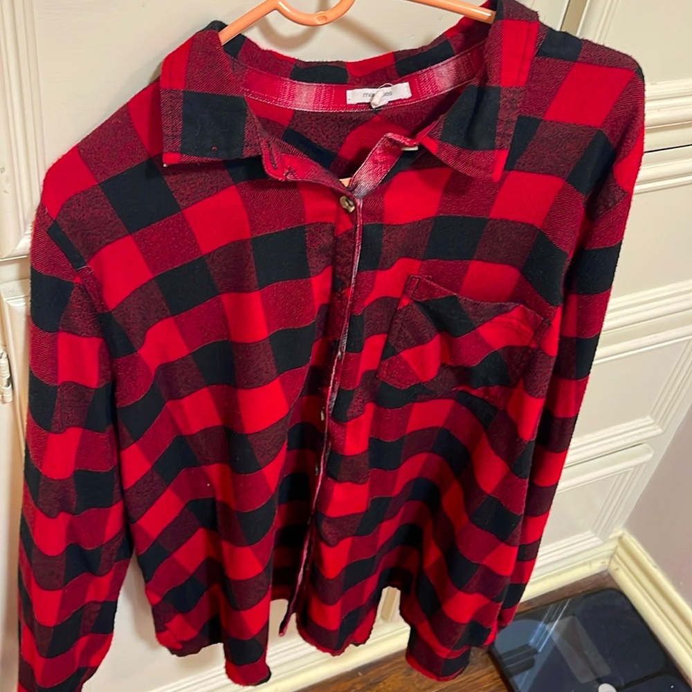 Buffalo Plaid red and black blouse